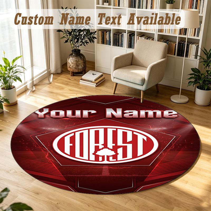 Round Rug Custom NameNottingham Forest FC Pattern Non Slip Carpet Home Floor Decor