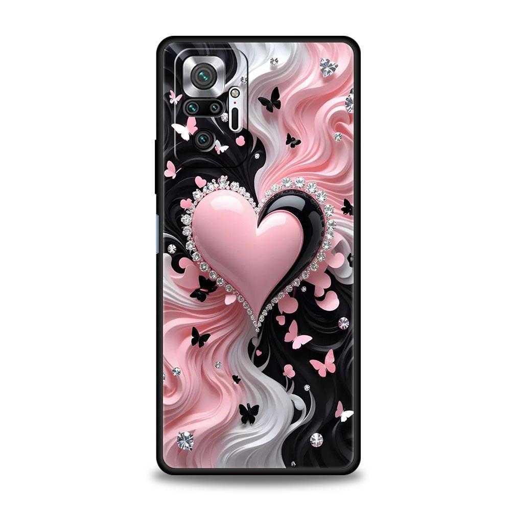 Цветной чехол-бампер с принтом в виде сердца для Redmi 14C 10C Note 15 14 13 12 10 11 K40 Pro Plus 5G, противоударный, из мягкого ТПУ