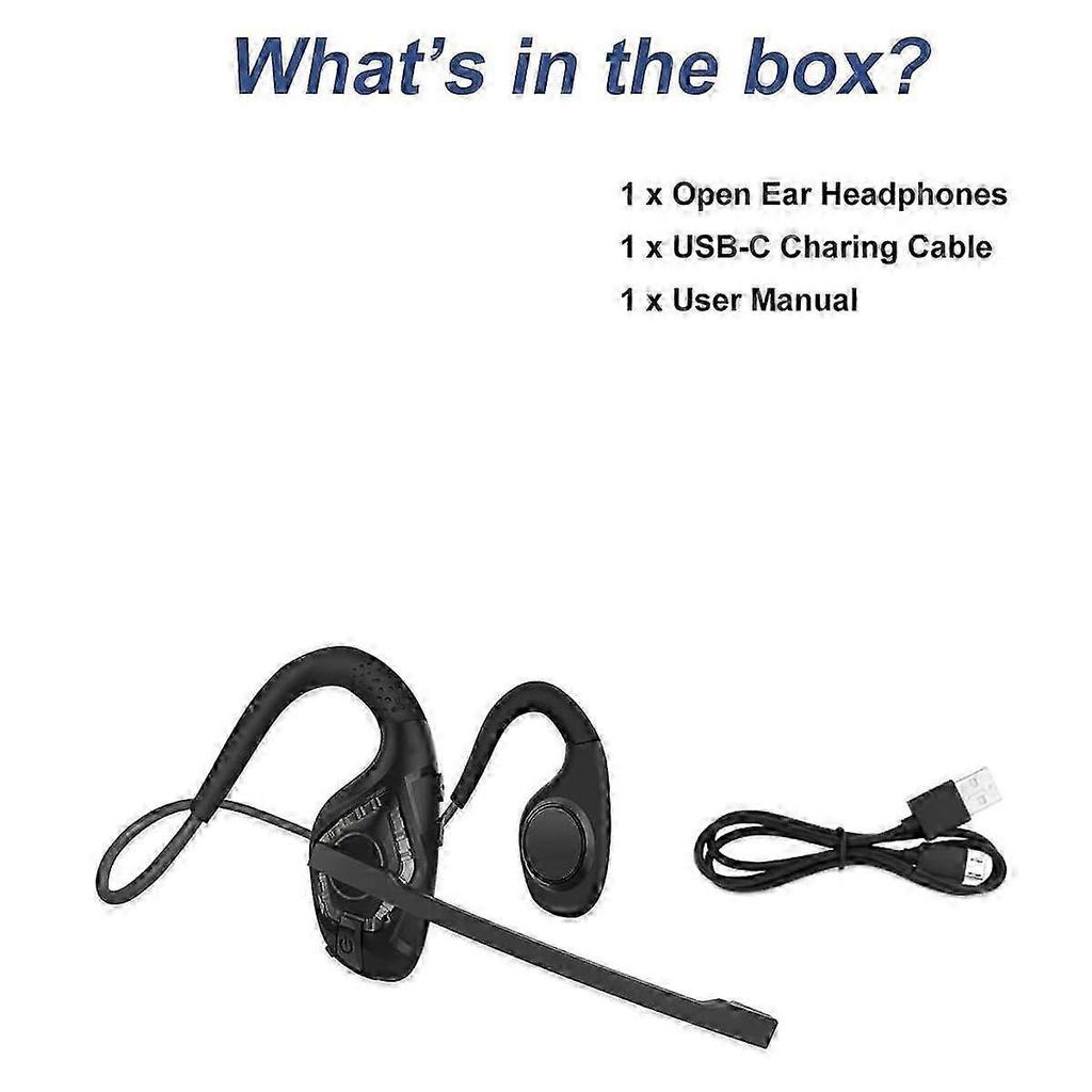 Bluetooth Headset with Microphone,Open Ear Headphones Wireless Noise Cancelling Headset for Office Driving Work Home