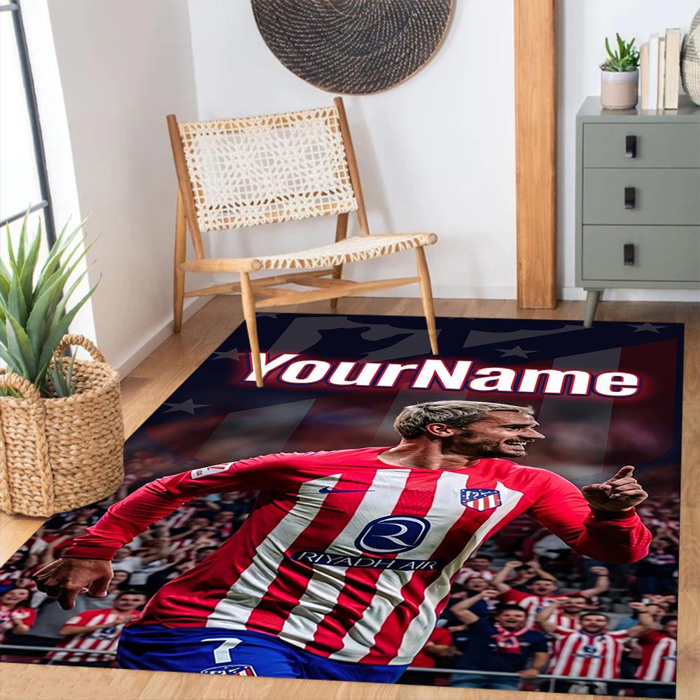 Atletico Madrid Personalized Name Floor Rug Office Rug Suitable for Study room Foyer Entryway Hallway Anti-slip Rug Decorate Offices