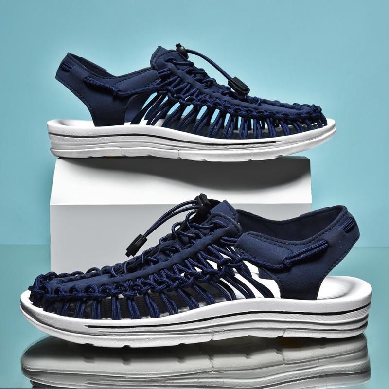 Summer Men's and Women's Beach Sandals Soft Soled Shoes Woven Casual Slippers 38-47