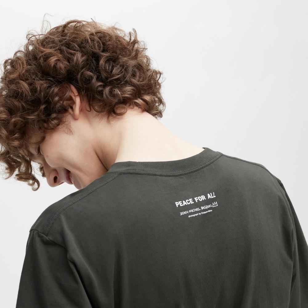 Uniqlo Футболка с принтом «Япония, мир для всех», короткий рукав, стандартный крой, Жан Мишель Баския