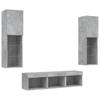 5 Piece Living Room Wall Unit with LED Lighting Concrete Grey Particleboard