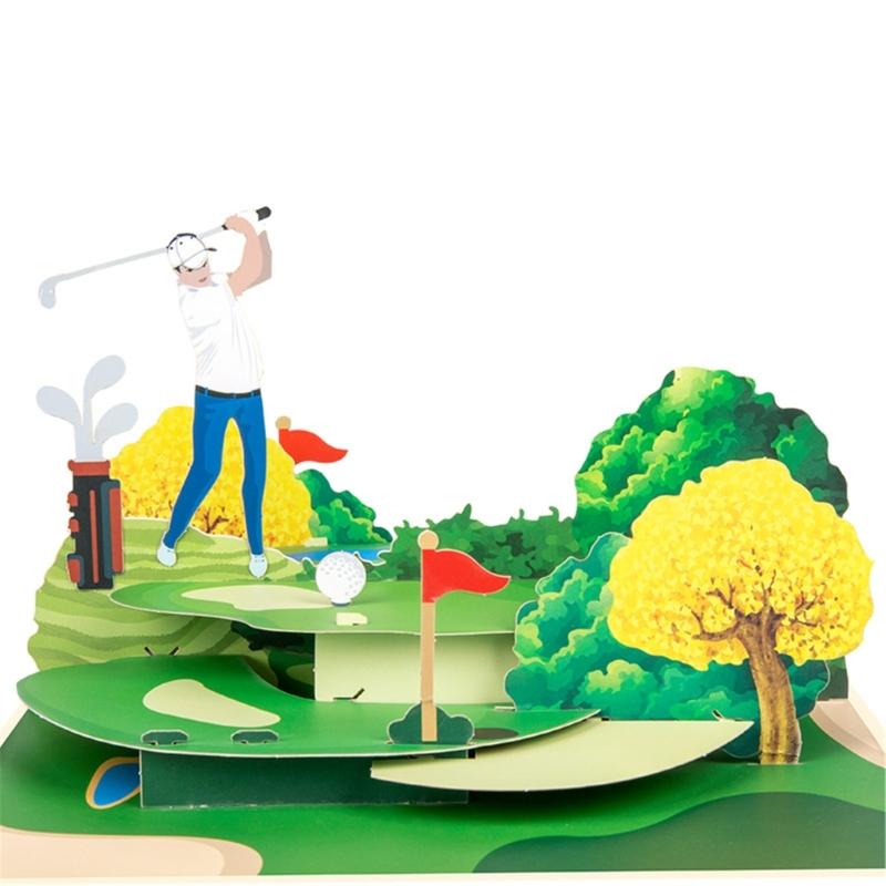 Happy Birthday Cards 3D Golf Popup Card Popup Golf Birthday Card 3D Sports Greeting Card for Anniversary,Father Day