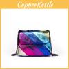 Elegant Kurt Geiger Rainbow Multi-color Shoulder Bag Fashionable Vintage Design With Chain Accents