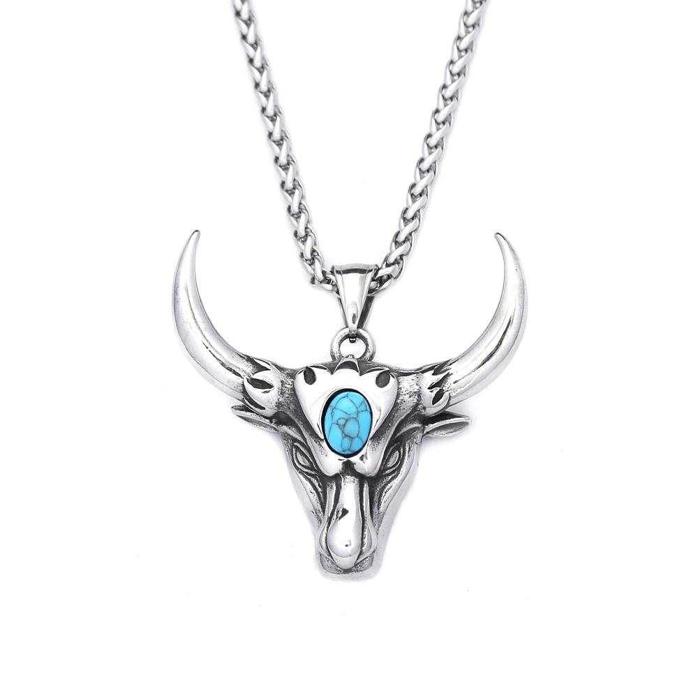 Vintage 316L Stainless Steel Bull Head Pendant Necklace for Men Women Hip Hop Fashion Animal Punk Jewelry Amulet Gifts Wholesale