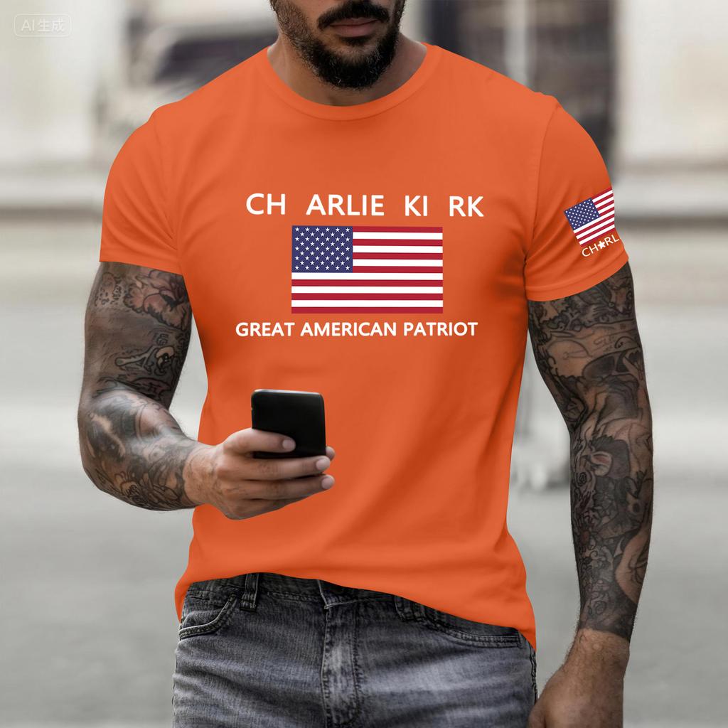 Fashionable Round Neck Short Sleeve Work Clothes Printed Tops For Mens Summer Tops