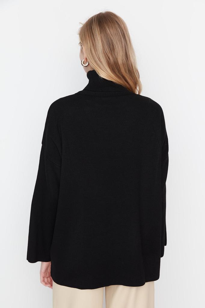 Женский модный новый свитер, черный широкий базовый трикотажный свитер