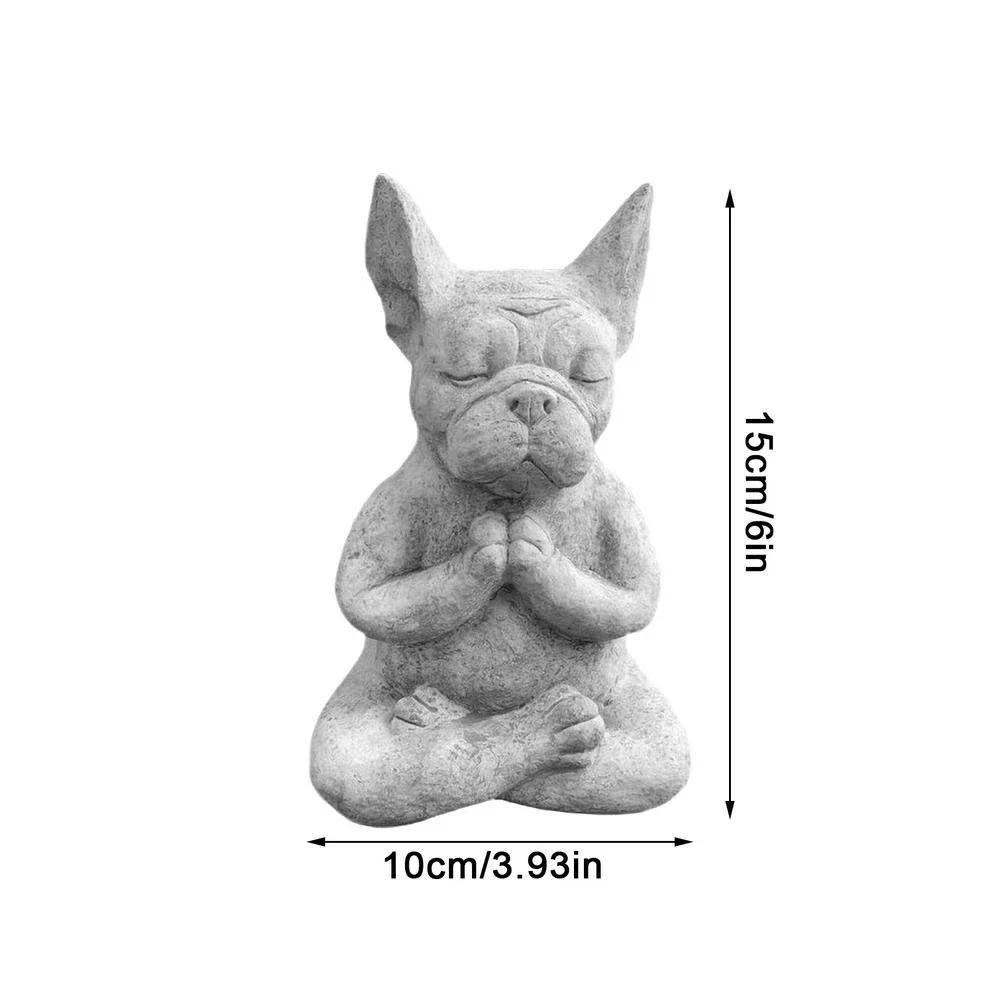 Yoga Pose Meditation Dog Resin Statue Ornaments Waterproof Prayer Zen French Bulldog Sculpture Crafts Garden Decoration Figurine