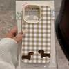 Чехол для телефона с рисунком в клетку и текстурой личи, такса, для iPhone 11 12 13 14 15 16 17 Pro Max 14 15 Plus 17 Air X XS XR, мягкий чехол
