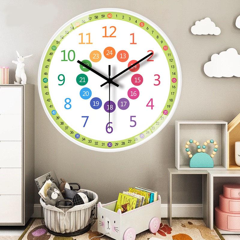 8-дюймовые простые настенные часы для раннего обучения, креативные, для детской комнаты, стереоцифры, бесшумные, разноцветные, домашний декор, стильный внешний вид