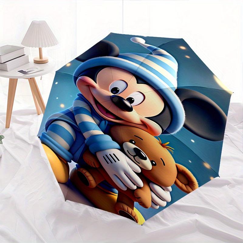 Mickey Mouse Teddy Bear Automatic Opening and Closing Umbrella, Compact Travel Umbrella, Lightweight and Portable, Suitable for Beach Commut
