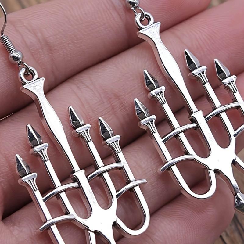 Hanukkah Menorah Drop Earrings Alloy Candle Holder Necklace Hexagrams Israel Faith Judaism Jewelry Gift for Women Girls