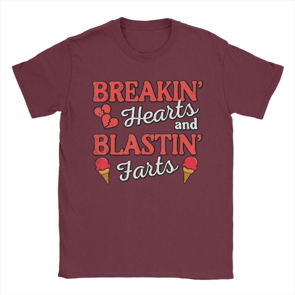 Valentines Day Breakin Hearts Blastin Farts Unisexs T Shirts Vintage Tees Short Sleeve O Neck TShirts Pure Cotton Classic Tops