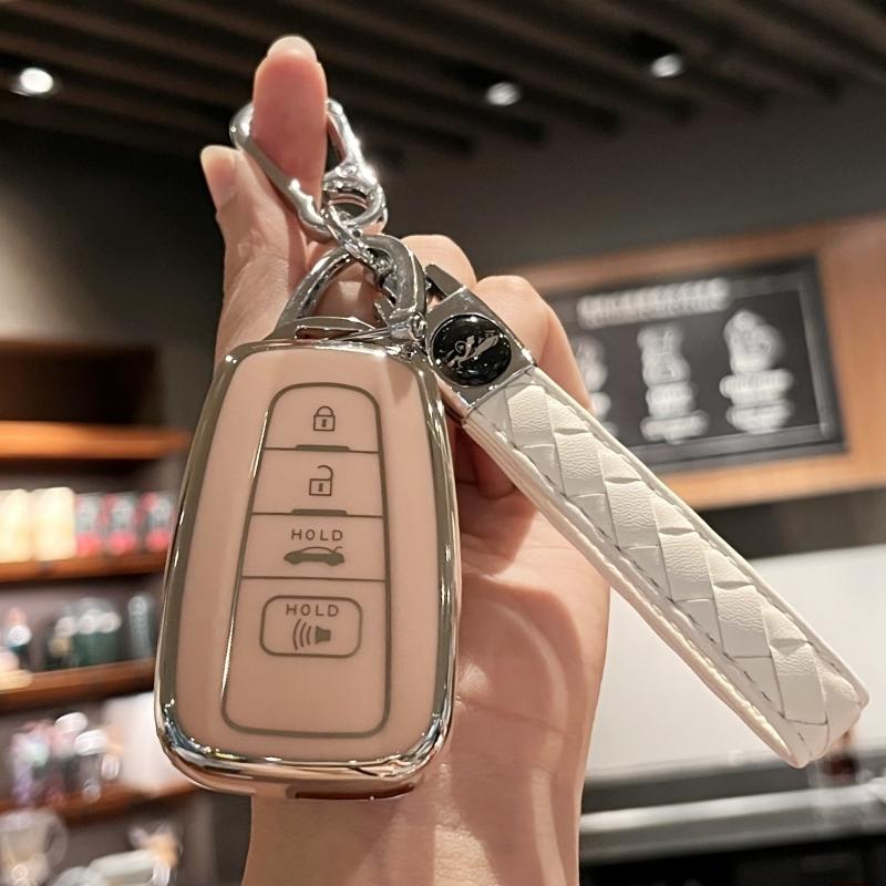 Car Key Case Cover Key Holder with Keychain for Toyota 2018-2022 RAV4 Camry Corolla Avalon C-HR Prius GT86 Highlander