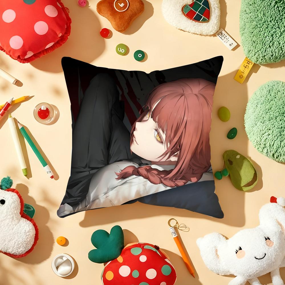 Anime CChainsaw MMan Cushion Cover Plush Fabric Soft DoubleSided Printed Sofa Warm Winter Home Gift Pillow Cover