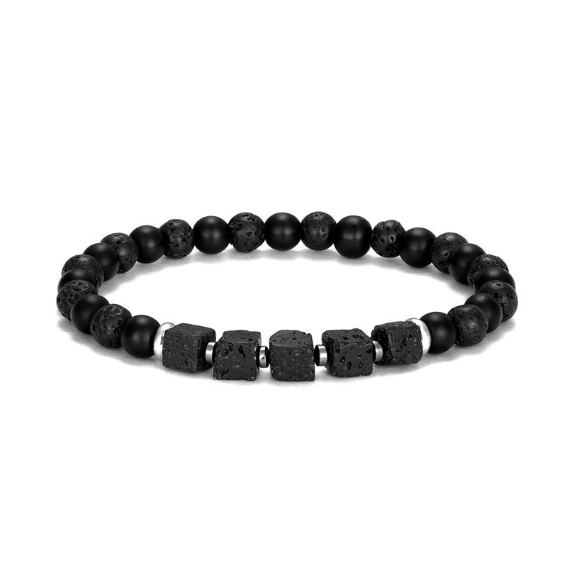 Винтажный мужской квадратный браслет из лавового камня, женские натуральные бусины, аксессуары для пар, браслеты ручной работы, мужские украшения для йоги, пульсера