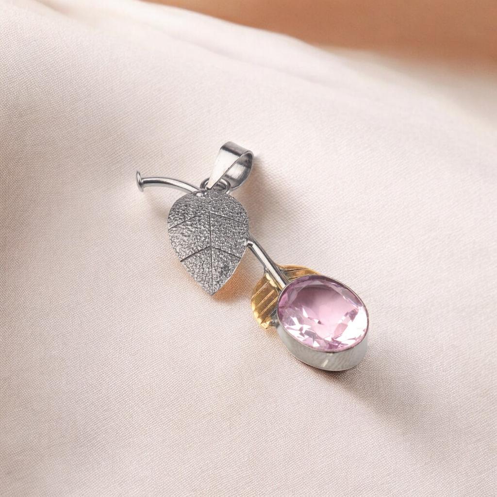 Pink Morganite Gemstone 925 Fine Silver Handmade Pendant Jewelry Bridesmaid Gift PP-55-11