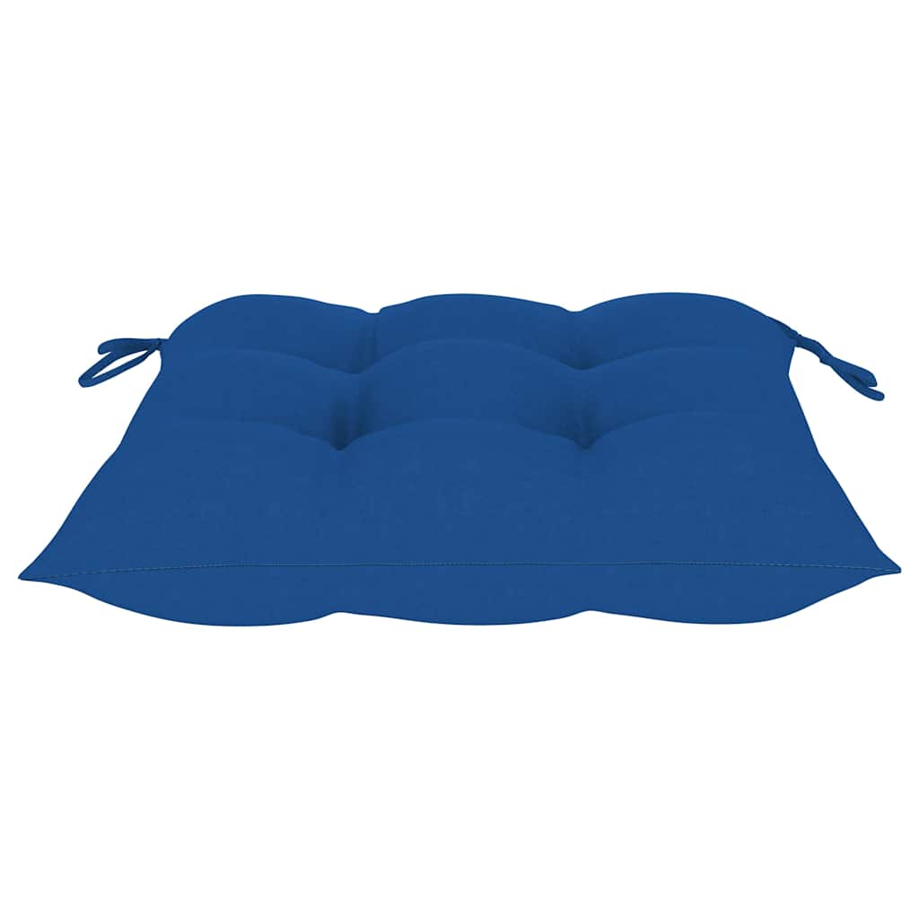 Folding Chairs with Blue Cushions 2 Pieces Solid Teak Wood