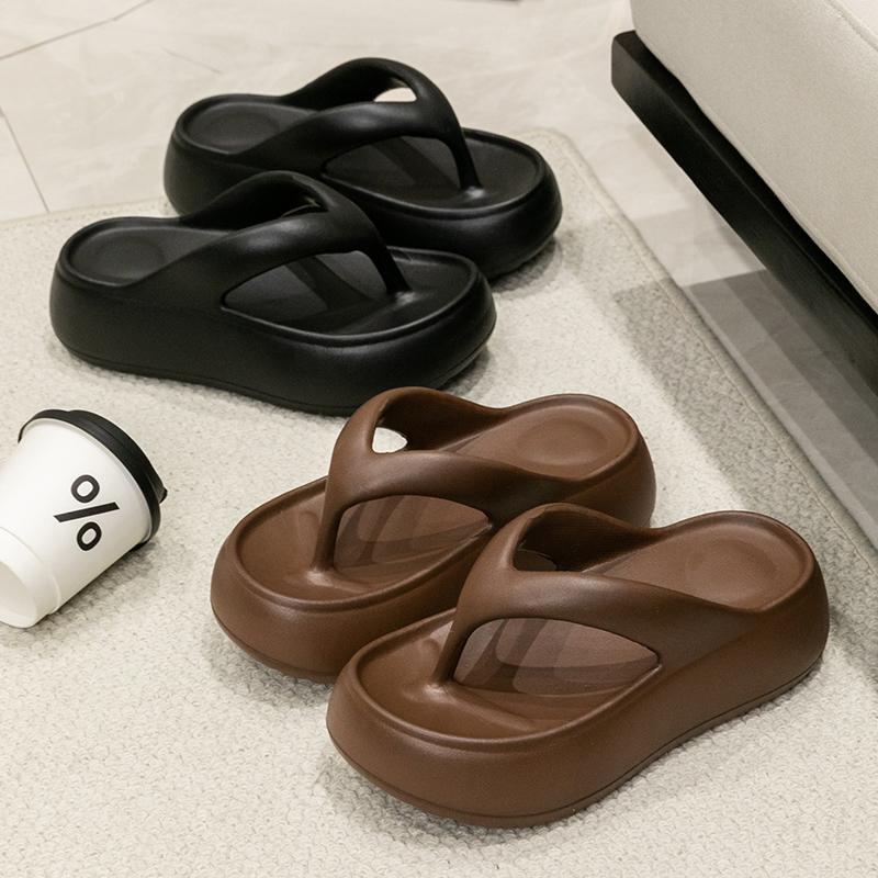 Женские летние шлепанцы на толстой платформе с застежкой-молнией и толстой подошвой, пляжные сандалии для женщин, для дома и улицы, нескользящие шлепанцы из ЭВА