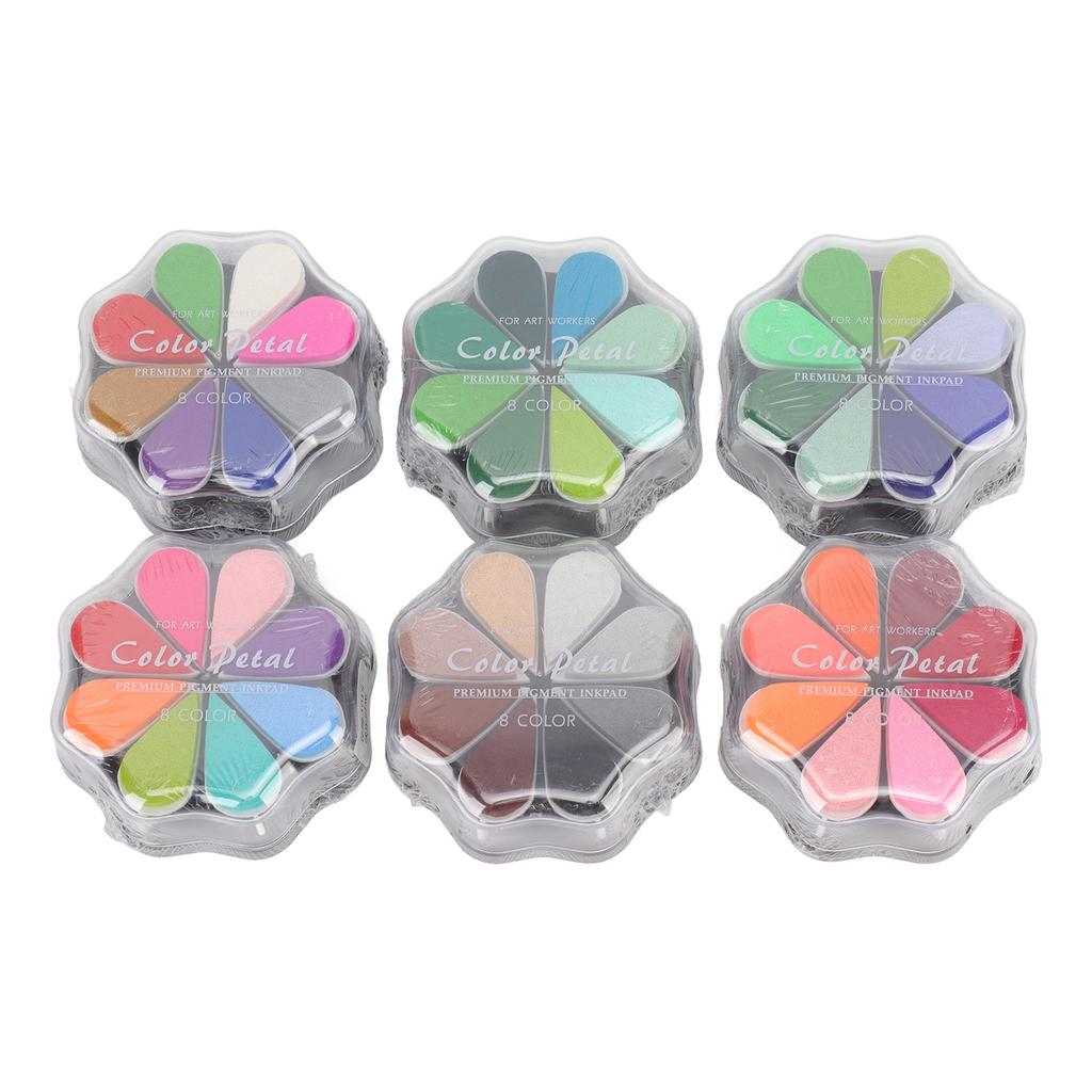6 шт. моющаяся штемпельная подушечка в форме лепестка 48 металлических цветов DIY резиновая штемпельная подушечка для собак детский отпечаток ноги
