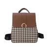 Plaid Commuter Backpack Female Desinvolte New Soft Leather Large Capacity Fashion All-Match Backpack