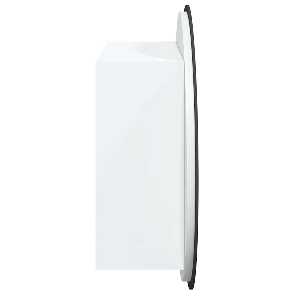 Bathroom Cabinet with Round Mirror & White LED Lighting 40 x 40 x 17.5 cm