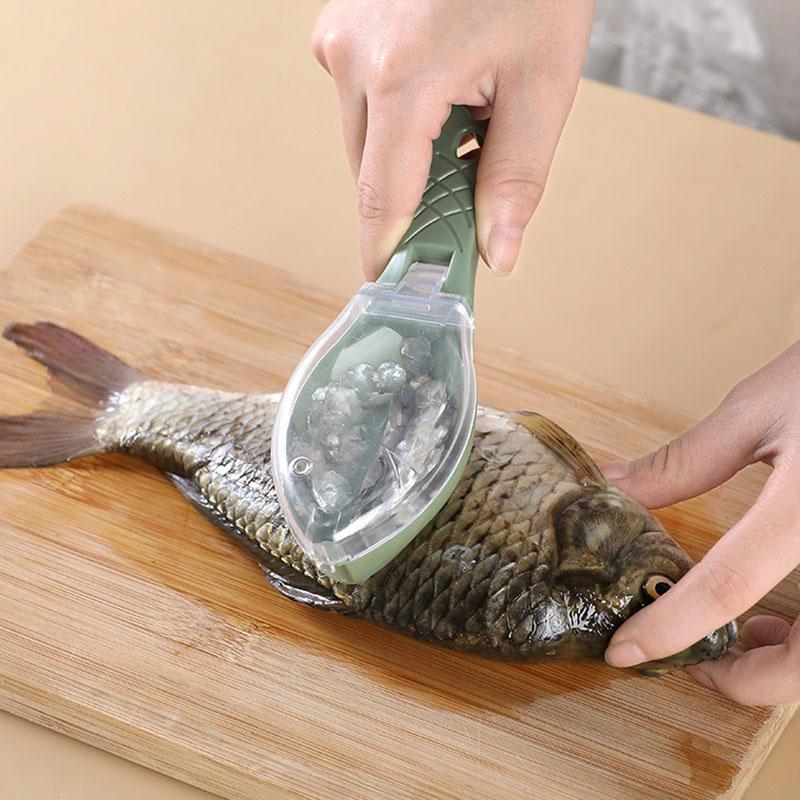 Средство для удаления чешуи с рыбы в форме летучей рыбы с эргономичной ручкой и крышкой
