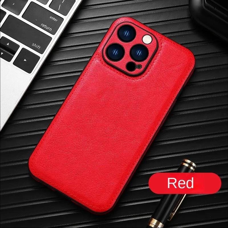 Роскошный кожаный чехол для iPhone 16 15 14 13 12 11 Pro Max X XR XS 7 8 Plus SE Business Camera Frame Protection Cover