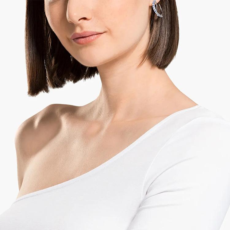 Swarovski Серьги-гвоздики с родиевым покрытием, витые, женские, синие 5582807