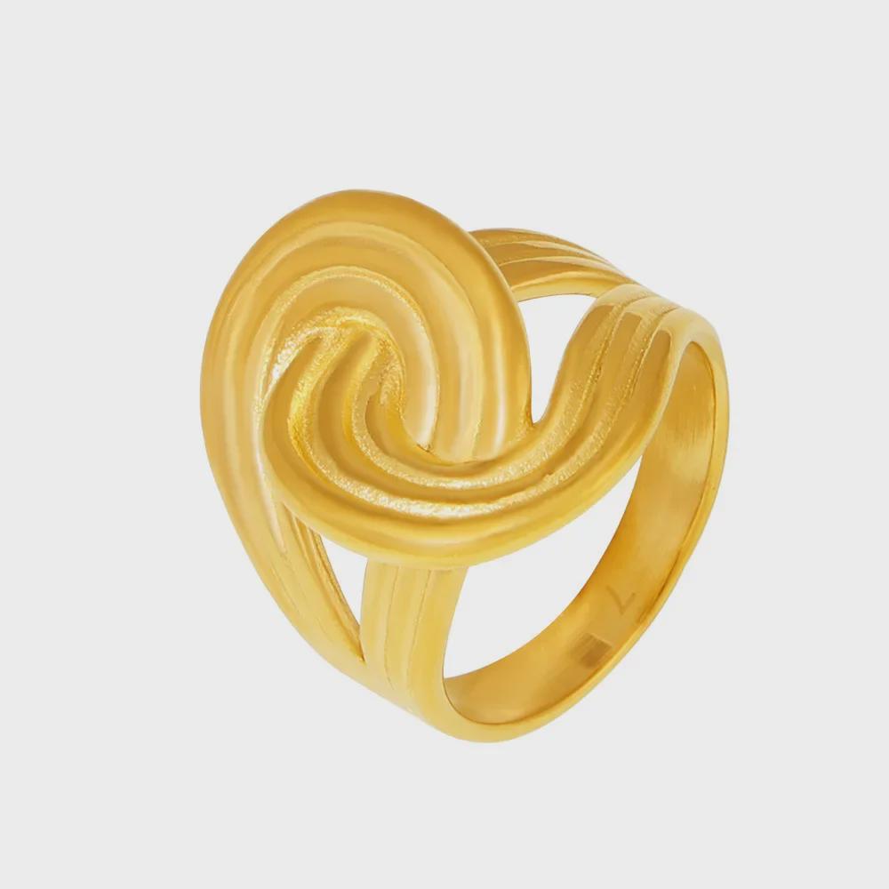 Кольцо из титановой стали с ретро-скрученной полосой с покрытием из 18-каратного золота, европейский и американский стиль