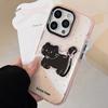 Черный Розовый Мультяшный для IPhone15 для Apple 16pro Чехол для телефона Max 3D Кот Милый Крутой 17