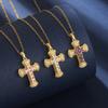 Hot Selling Copper Plated 18k Micro Inlaid Zircon Cross Necklace
