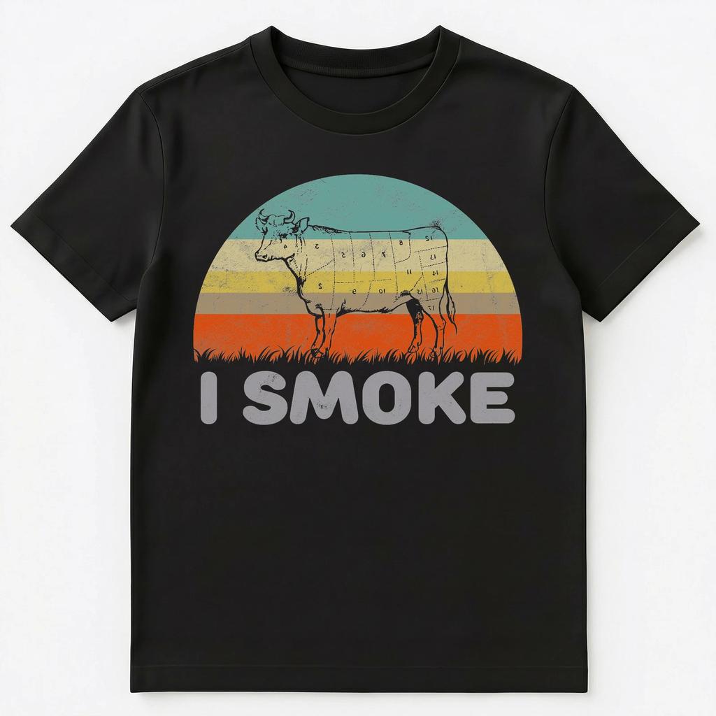 Funny Bbq I Smoke Vintage Style T Shirt With A Cow Unisex T-Shirt