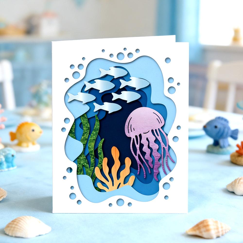 Ocean Theme Carbon Steel Cutting Dies Stencils for DIY Scrapbooking Photo Album Decorative Embossing Paper Card Mixed Shapes 140~160x110x0.8mm