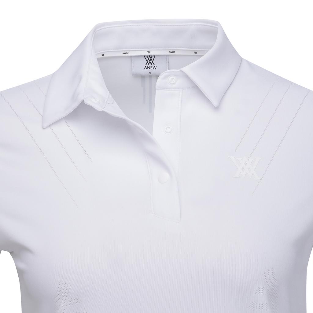 ANEW GOLF Женская Короткая футболка с жаккардовым узором, Черный цвет, Размер S_Wh