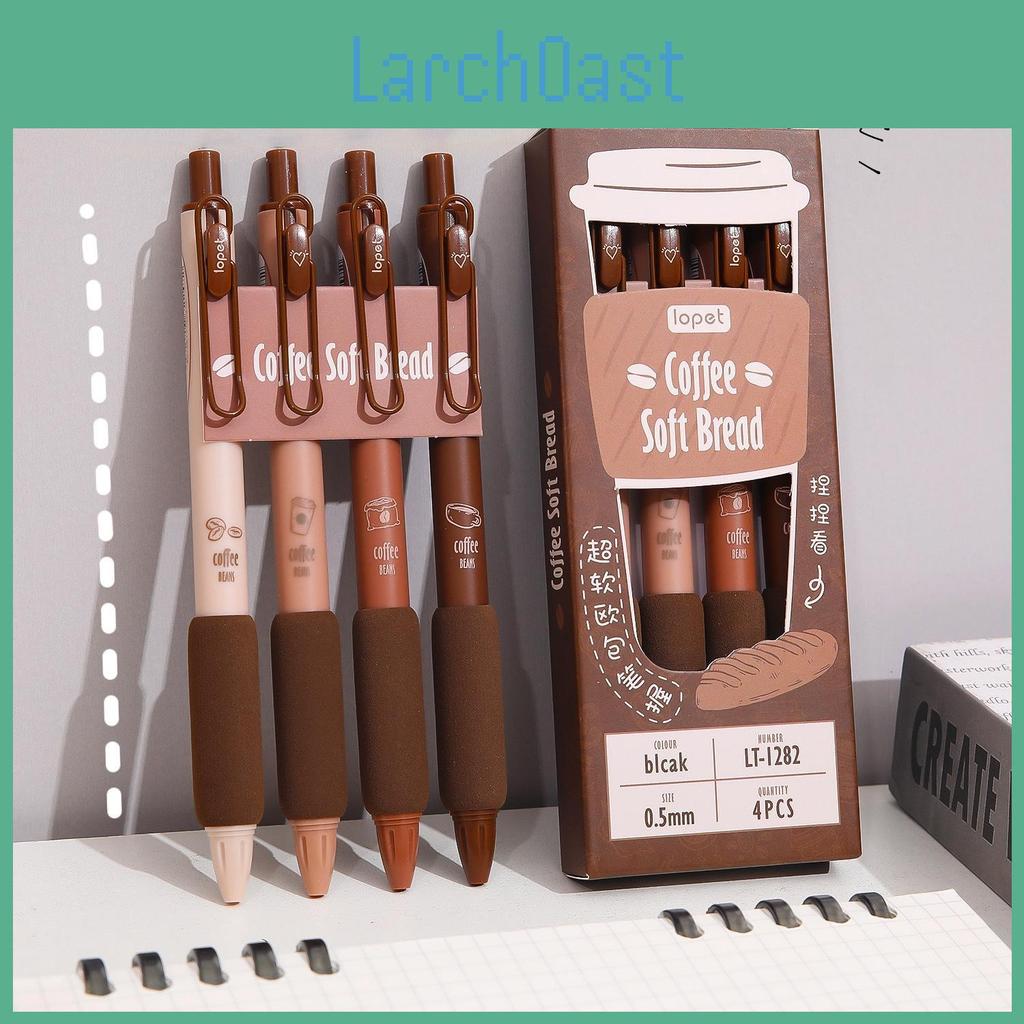 Beans Pen Coffee 4pcs Gel Set Soft Bread Touch 05mm Ballpoint Black Ink For Writing Office School