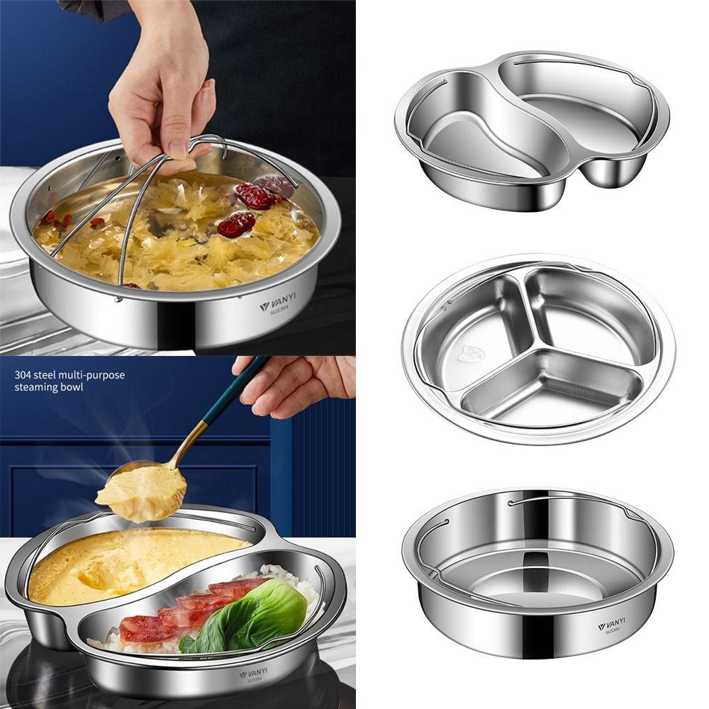 Durable Stainless Steel Steamer Basket with Handle Stackable Steamer Plate Cooking Tool Round Pot Insert for Eggs Meat Fish Corn