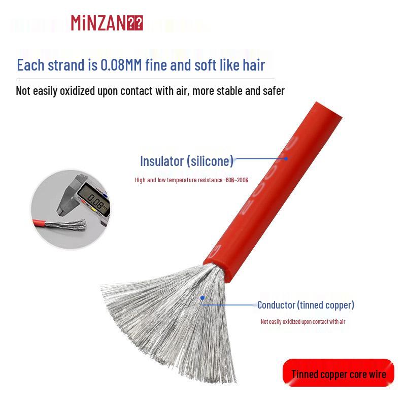 3135 High-Temperature Resistant Silicone Wire for New Energy Lithium Batteries - Soft and Flexible Electric Wire (14, 16, 18, 20 AWG)