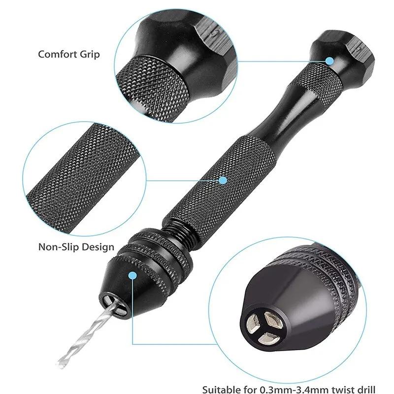 Мини-набор инструментов с черным ручным спиральным сверлом 10 шт. спиральные сверла для жареного теста для деревообработки сверление вращающихся отверстий в дереве инструменты