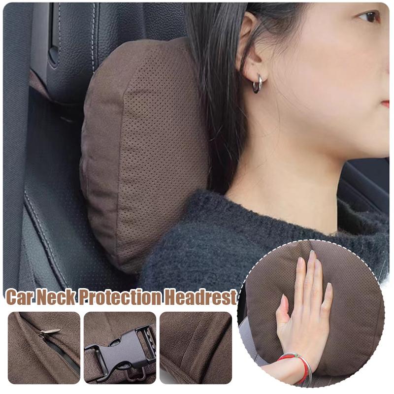 30x22cm Car Headrest Suede Breathable Non-slip Car Seat Neck Comfort Pillow Lumbar Cushion Four Season Auto Interior Accessories