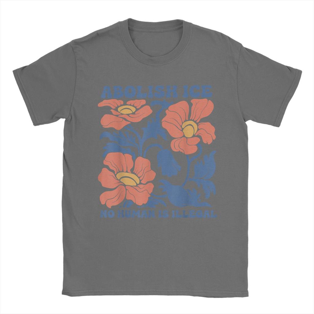 Abolish Ice No Human is Illegal Cotton TShirt For Adult Summer Retro TShirts ONeck Hipster Tee Shirt Oversize Casual Clothes