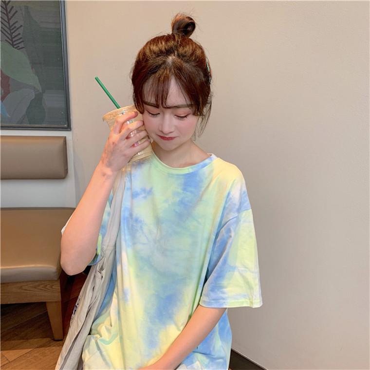 2025 Летняя мода женские футболки корейский Tie dye печать графическая футболка Femme Harajuku повседневная свободная рубашка y2k верхняя одежда футболка женская уличная одежда