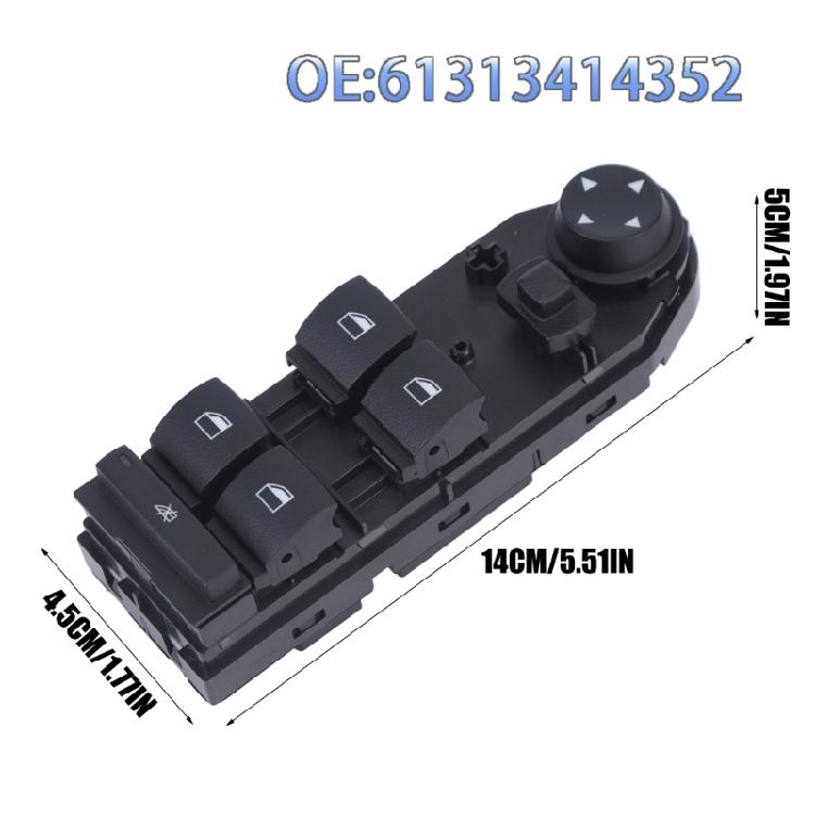 Driver Door Window Main Switches for E83 2004-2010, Four Window Control Buttons and Mirror , ABS Electronic Housing, Replacement Assembly 61313414352