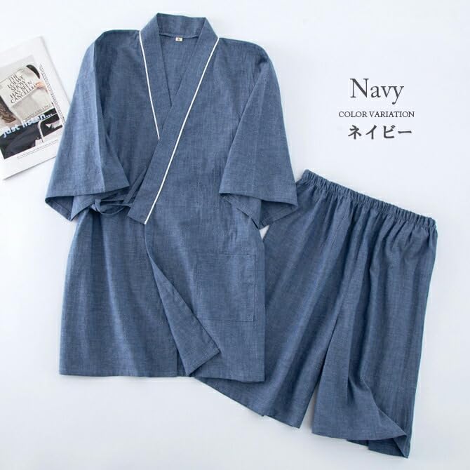 Jinbei Pajamas for Cool Top and Bottom Japanese Day Gray [Arcade] Men, 100% Cotton, Material, Summer, Thin, Roomwear, Set, Loungewear, Samue, Style,