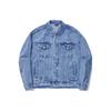 Li Ning Skateboard Series Solid Color Loose Wash Denim Jacket Men Jacket Light-Blue AJDU105-1