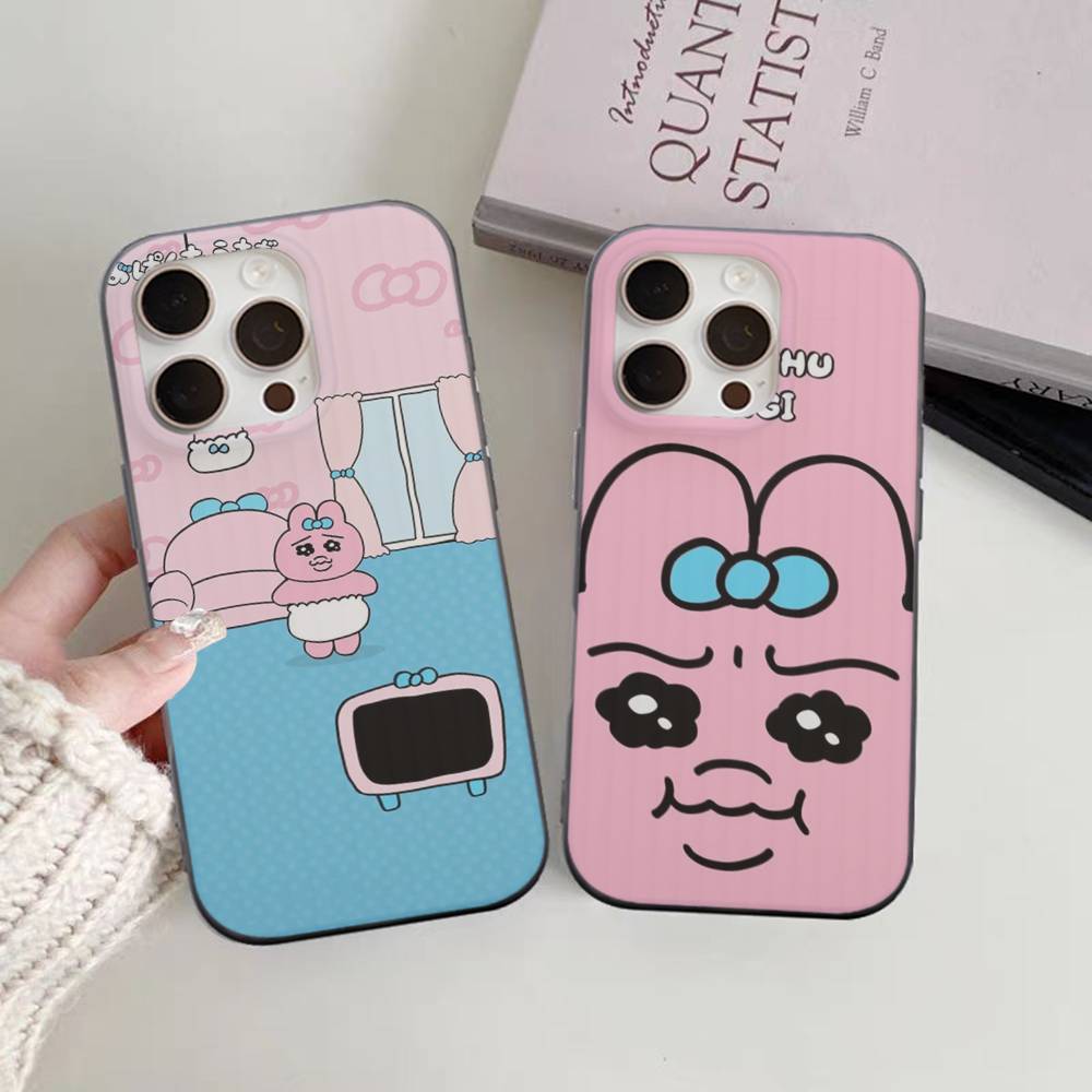 Cute Opanchu U-Usagi Cute For IPhone 17 16 15 11 12 13 14 Pro Max Plus Pro Corrugated Translucent Back Phone Cover