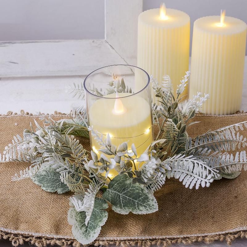 1PC For Candlestick Garland Wreath Artificial Greenery Wreath Fake Leaves Candle Ring Vintage