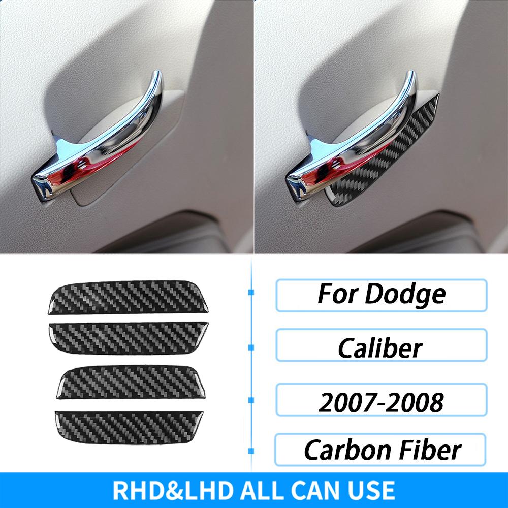 For Dodge Caliber 2007 2008 Carbon Fiber Inner Door Handle Panel Decorative Cover Car Interior Decoration Accessories Sticker