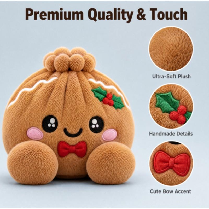 Plush Squishy Dumpling Toy Stuffed Bun Figurine Christmas Ornament Keychain Gift Teens Adults